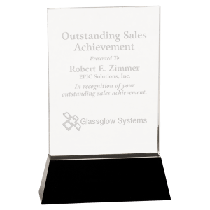 9″ Clear Crystal Rectangle Wedge on Black Base