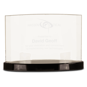 9″ x 6″ Clear Crystal Crescent on Black Crystal Base