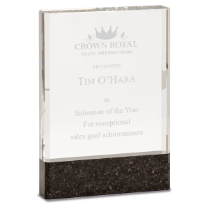 5″ x 7″ Clear Fusion Crystal Award with Genuine Black Marble