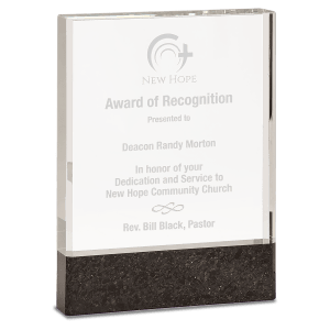 6″ x 8″ Clear Fusion Crystal Award with Genuine Black Marble