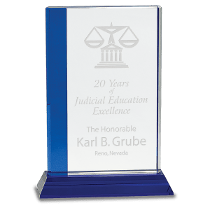 6 1/2″ x 9″ Blue Edge Crystal on Blue Base