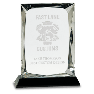 7″ Clear Crystal Rectangle on Black Base