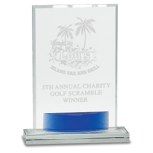 8 1/2″ Crystal Rectangle with Blue Accent