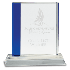 7 1/4″ Blue Edge Crystal on Clear Base