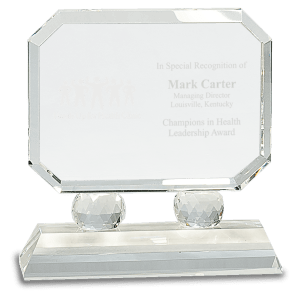 6″ Rectangle Crystal on Clear Pedestal Base