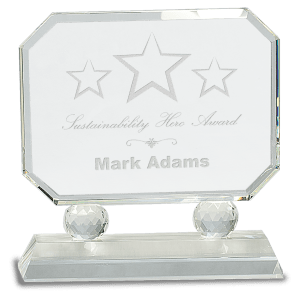 7″ Rectangle Crystal on Clear Pedestal Base