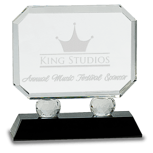 6″ Rectangle Crystal on Black Pedestal Base