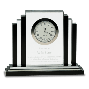 6″ Clear Crystal with Clock and Black Crystal Trim