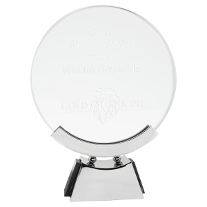 8 1/2″ Round Voyager Glass with Silver/Black Base
