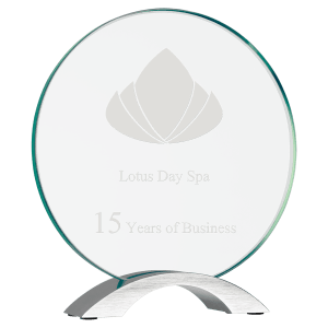 8 1/2″ Round Cosmic Glass with Silver Base