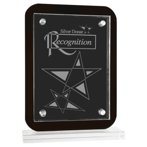 7 1/2″ x 10″ Black Floating Glass Standup Plaque
