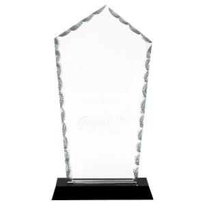9 3/4″ Diamond Facet Glass on Black Base