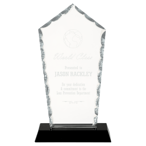 7 3/4″ Diamond Facet Glass on Black Base