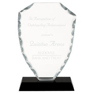 6 1/2″ Shield Facet Glass on Black Base