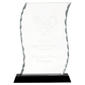 8 1/4″ Scroll Facet Glass on Black Base