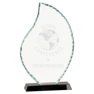 10 1/2″ Flame Facet Glass on Black Base