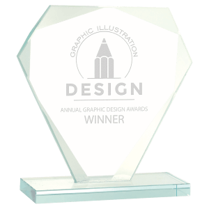 7″ Cut Diamond Jade Glass Award