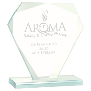 5 1/2″ Cut Diamond Jade Glass Award