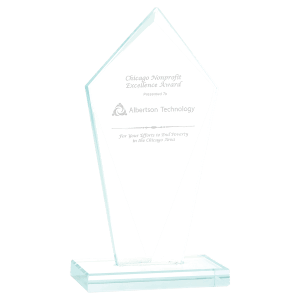 6 3/4″ Diamond Jade Glass Award