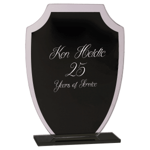 6 1/2″ Black Shield Reflection Glass Award