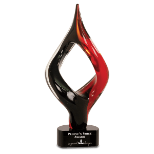13 1/4″ Red & Black Twist Art Glass