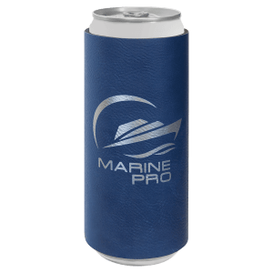 Blue/Silver Laserable Leatherette Slim Beverage Holder