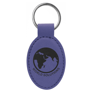 3″ x 1 3/4″ Purple Laserable Leatherette Oval Keychain