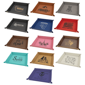 9″ x 9″ Laserable Leatherette Snap Up Tray Sample Set