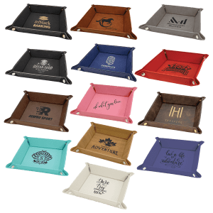 6″ x 6″ Laserable Leatherette Snap Up Tray Sample Set
