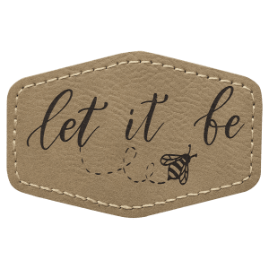 3″ x 2″ Hex Light Brown Laserable Leatherette Patch with Adhesive
