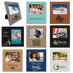 5″ x 7″ Leatherette Photo Frame with 4 1/4″ x 8 7/8″ Personalization Area  Sample Set
