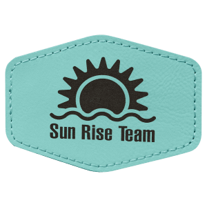 3 1/2″ x 2 1/2″ Hex Teal Laserable Leatherette Patch with Adhesive
