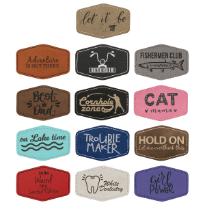 3″ x 2″ Hex Laserable Leatherette Patch with Adhesive Sample Set
