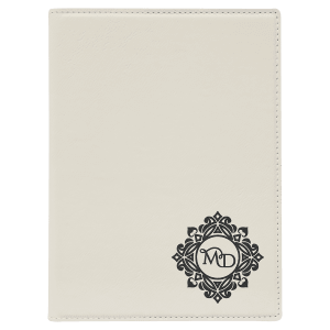 7″ x 9″ White Laserable Leatherette Small Portfolio with Notepad