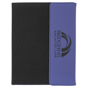 7″ x 9″ Purple Laserable Leatherette / Black Canvas Portfolio with Notepad