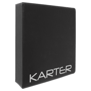 11″ x 11 1/2″ Black/Siver Laserable Leatherette 3 Ring Binder with 2″ Slant D Rings