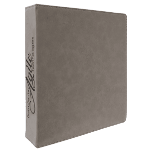 11″ x 11 1/2″ Gray Laserable Leatherette 3 Ring Binder with 2″ Slant D Rings