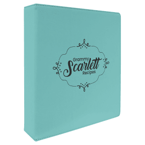 11″ x 11 1/2″ Teal Laserable Leatherette 3 Ring Binder with 2″ Slant D Rings