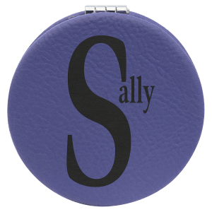 2 1/2″ Purple Laserable Leatherette Compact Mirror