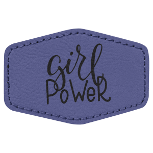 3″ x 2″ Hex Purple Laserable Leatherette Patch with Adhesive