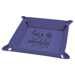 6″ x 6″ Purple Laserable Leatherette Snap Up Tray with Silver Snaps