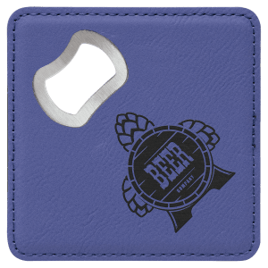 4″ x 4″ Square Purple Laserable Leatherette Bottle Opener Coaster