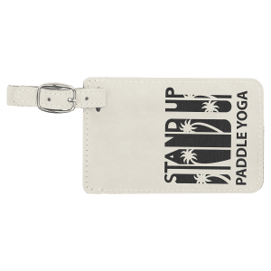 4 1/4″ x 2 3/4″ White/Black Laserable Leatherette Luggage Tag