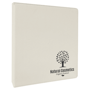 10 1/2″ x 11 1/2″ White Laserable Leatherette 3 Ring Binder with 1″ Slant DRings