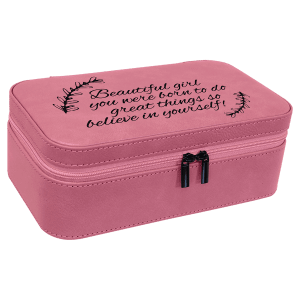 7 1/2″ X 4 1/2″ Pink Laserable Leatherette Jewelry Box