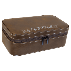 7 1/2″ X 4 1/2″ Rustic/Silver Laserable Leatherette Jewelry Box