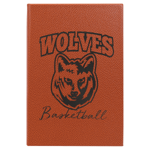 5 1/4″ x 8 1/4″ Basketball Laserable Leatherette Journal with Lined Notepad