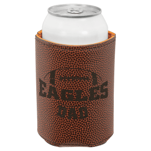 3 3/4″ Football Laserable Leatherette Beverage Holder
