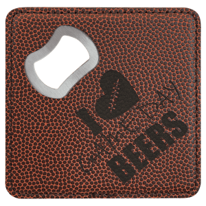 4″ x 4″ Square Football Laserable Leatherette Bottle Opener Coaster