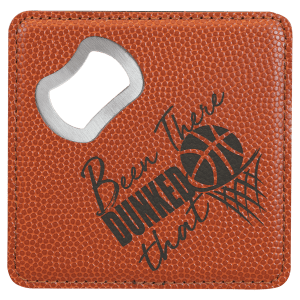 4″ x 4″ Square Basketball Laserable Leatherette Bottle Opener Coaster